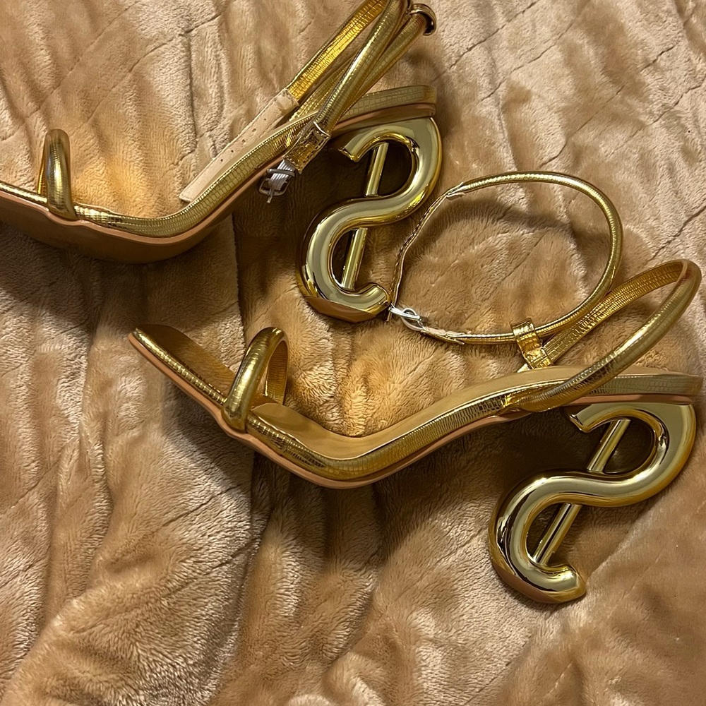 Gold Strappy Women's Heels